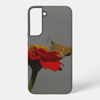 Moth and Red Zinnia Samsung Galaxy Case