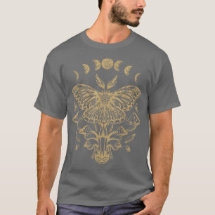 Moth Art Moon Phases Magic Mushrooms Witch T-Shirt