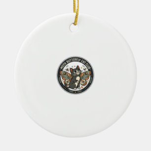 Moth Butterfly Cat POD Vector Art - Moth Butterfly Ceramic Tree Decoration