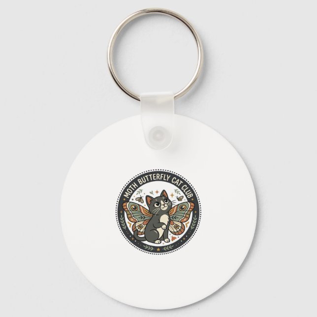 Moth Butterfly Cat POD Vector Art - Moth Butterfly Key Ring (Front)