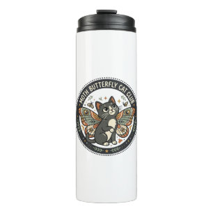 Moth Butterfly Cat POD Vector Art - Moth Butterfly Thermal Tumbler
