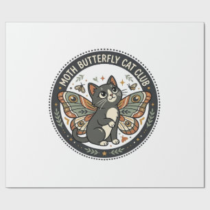 Moth Butterfly Cat POD Vector Art - Moth Butterfly Wrapping Paper
