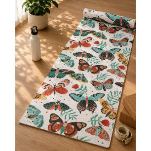 Moth Butterfly colourful Pattern Yoga Mat