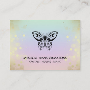 *~* Moth Butterfly Magic Boho Rainbow Pastel Business Card