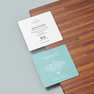 Moth Butterfly Moon Phase Reiki Practitioner Yoga Square Business Card