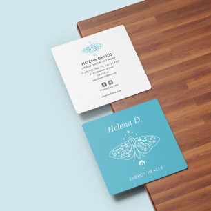 Moth Butterfly Moon Phase Reiki Practitioner Yoga Square Business Card
