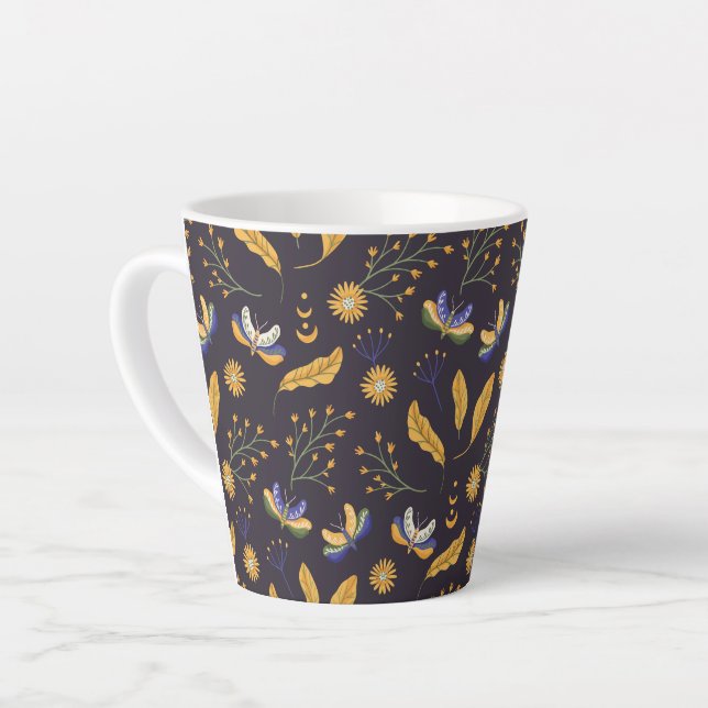  moth butterfly pattern Latte Mug (Left Angle)