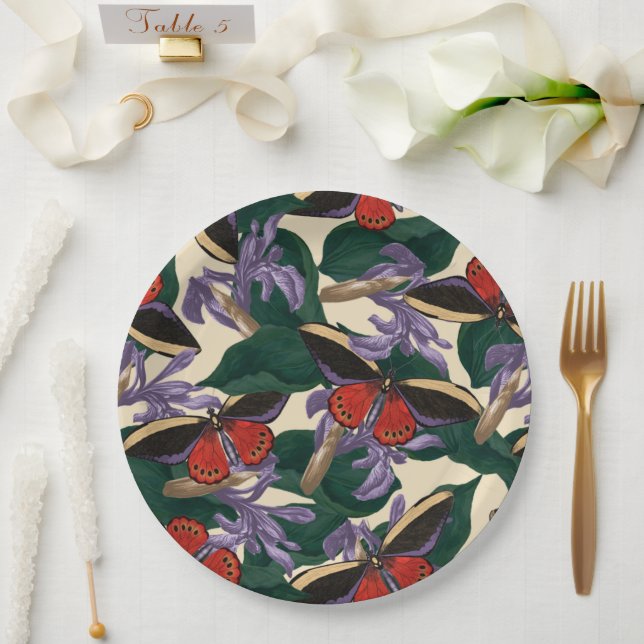 Moth Butterfly Pattern Paper Plate (Wedding)