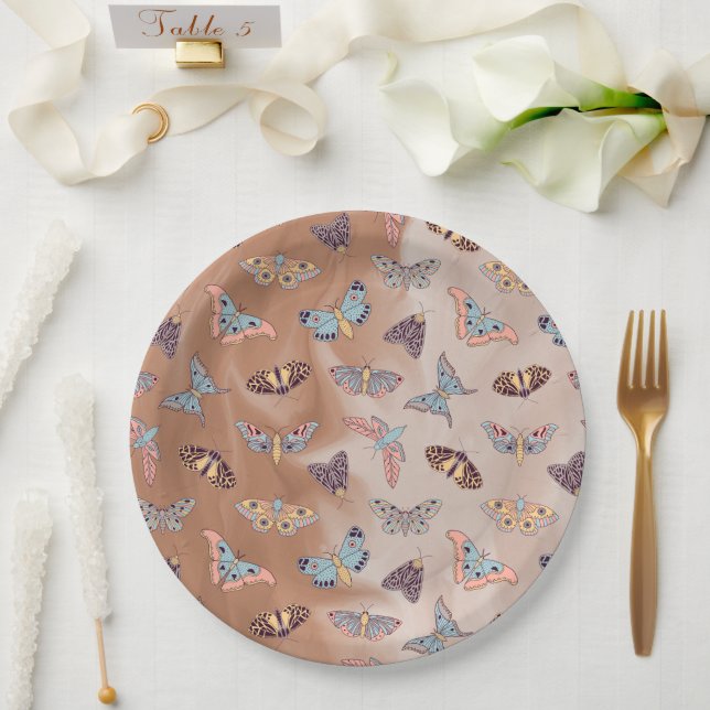 Moth Butterfly Pattern Paper Plate (Wedding)