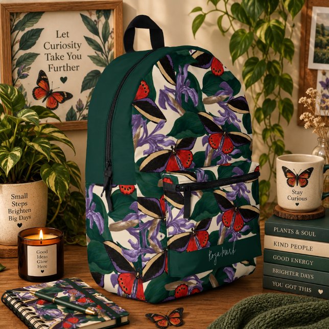  Moth Butterfly Pattern Printed Backpack (Creator Uploaded)