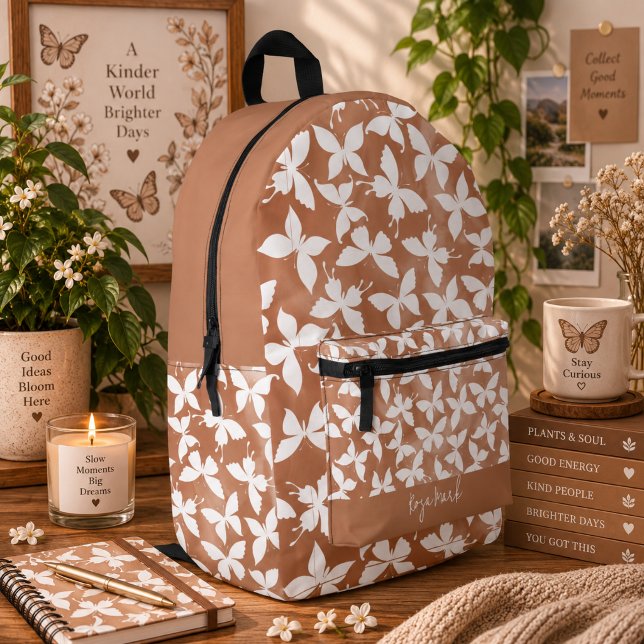  Moth Butterfly Pattern Printed Backpack (Creator Uploaded)