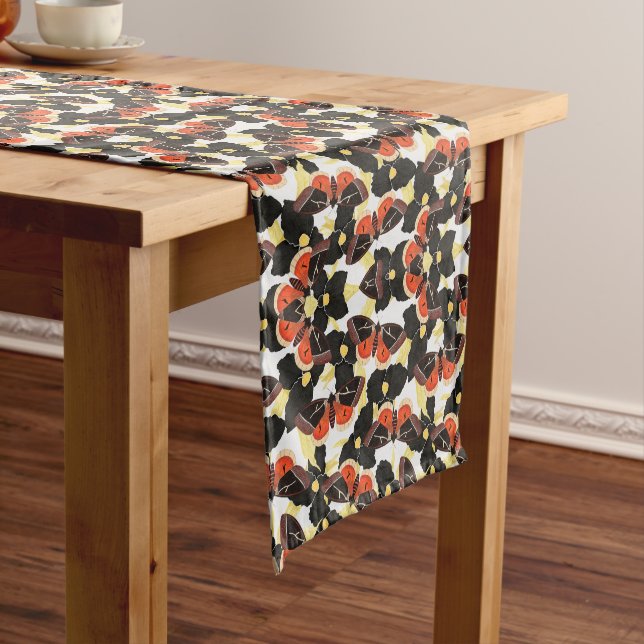 Moth Butterfly Pattern Short Table Runner (In Situ)