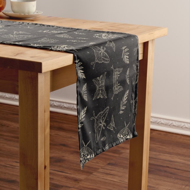 Moth Butterfly Pattern Short Table Runner (In Situ)
