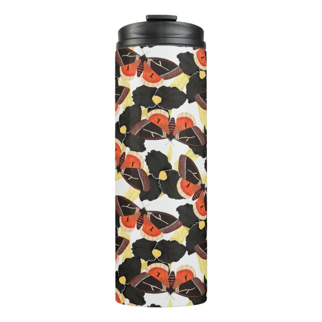 Moth Butterfly Pattern Thermal Tumbler (Front)