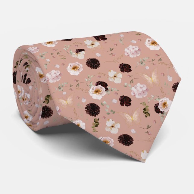 Moth Butterfly Pattern Tie (Rolled)
