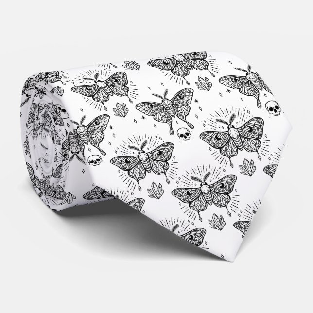 Moth Butterfly Pattern Tie (Rolled)