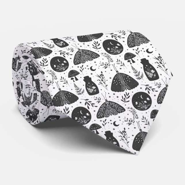 Moth Butterfly Pattern Tie (Rolled)