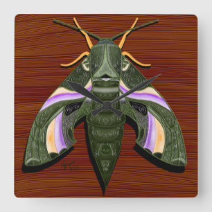 Moth Emboss Square Wall Clock