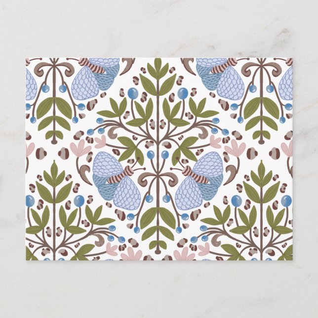 Moth floral pattern postcard (Front)