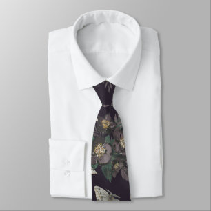 Moth Floral Pattern Tie
