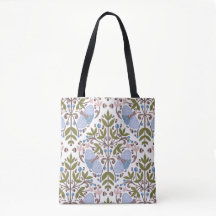 Moth floral pattern tote bag