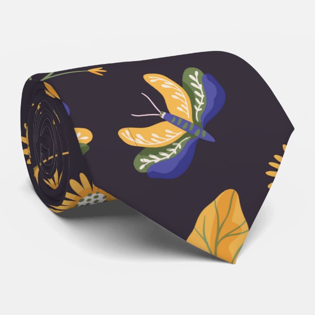 Moth Floral Tie (Rolled)