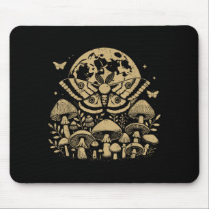 Moth Full Moon Mushroom Boho Aesthetic Occult Men Mouse Mat