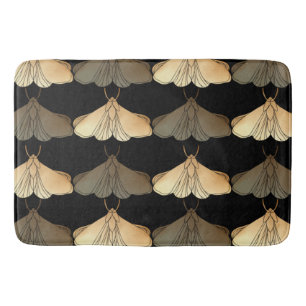 Moth in gold pattern bath mat