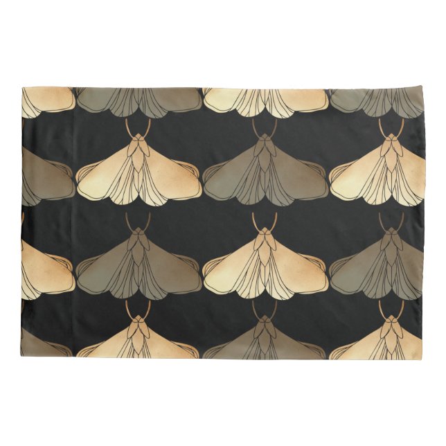 Moth in gold pattern pillowcase (Back)