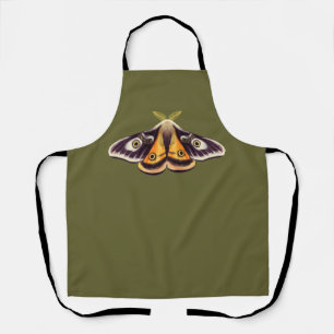 Moth Insect Art Goblincore Saturnia Witchy Green Apron
