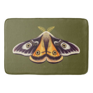 Moth Insect Art Goblincore Saturnia Witchy Green Bath Mat