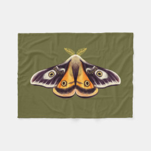 Moth Insect Art Goblincore Saturnia Witchy Green Fleece Blanket