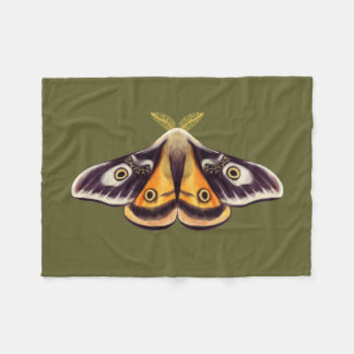 Moth Insect Art Goblincore Saturnia Witchy Green Fleece Blanket