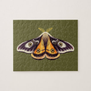 Moth Insect Art Goblincore Saturnia Witchy Green Jigsaw Puzzle