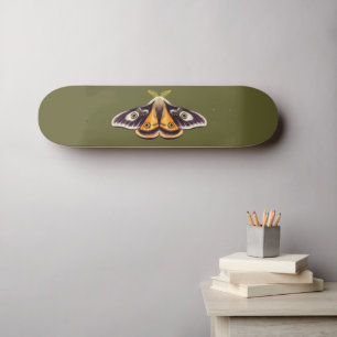 Moth Insect Art Goblincore Saturnia Witchy Green Skateboard