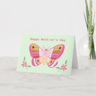 Moth lover mothers day card weird pretty moth pun 