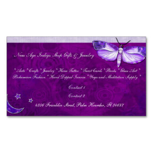 Moth Mystic New Age SLIM NEW AGE SHOP PSYCHIC Magnetic Business Card