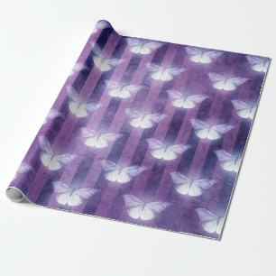 Moth night white purple striped butterfly mystical wrapping paper