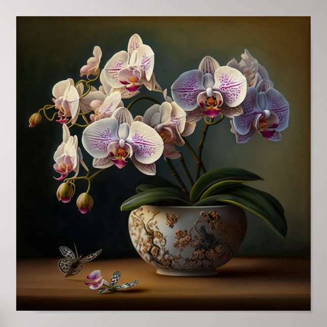 Moth Orchid Flowers Art Print Poster (Front)