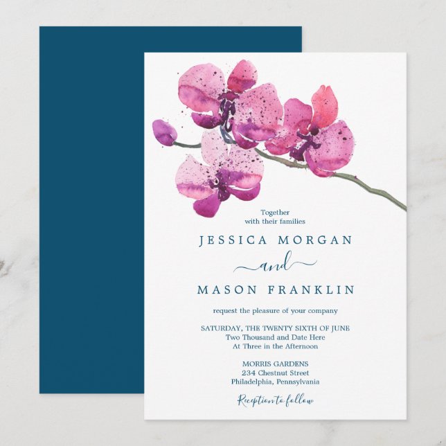 Moth Orchid Wedding Invitation Card (Front/Back)