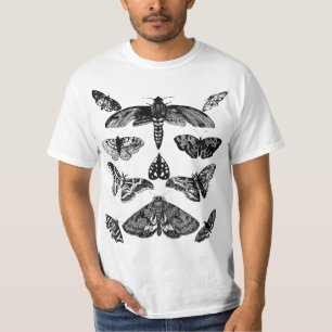 Moth Print Tee Vintage Insect Illustration Bug Col