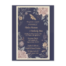 Moth, Rose & Thistle Wedding Invitation Postcard