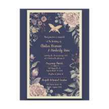 Moth, Rose & Thistle Wedding Postcard II