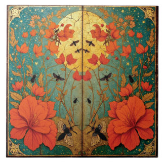 Moth Sanctuary Under the Moonlit Sky Tile