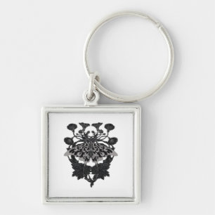 Moth Talisman - Whimsigoth Drawing - White Version Key Ring