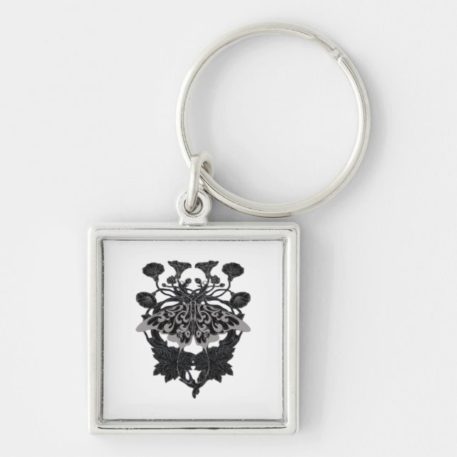 Moth Talisman - Whimsigoth Drawing - White Version Key Ring (Front)