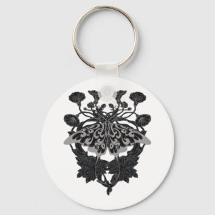 Moth Talisman - Whimsigoth Drawing - White Version Key Ring