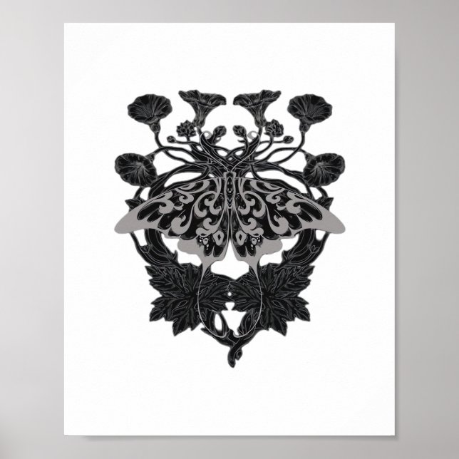 Moth Talisman - Whimsigoth Drawing - White Version Poster (Front)