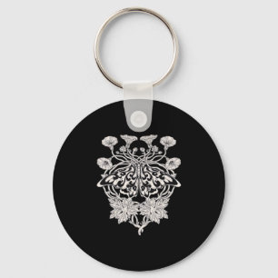 Moth Talisman - Whimsigoth Screenprint Style Drawi Key Ring