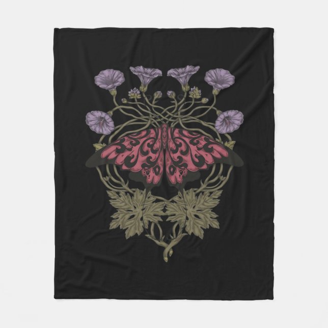 Moth Talisman - Whimsigoth Witchy Art - Colour Ver Fleece Blanket (Front)